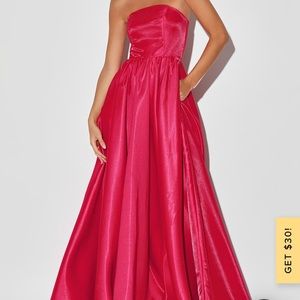 Lulus Strapless Maxi Gown XS Berry Pink